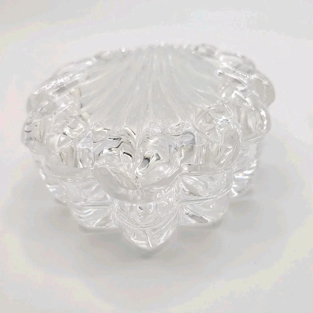 Crystal Shell Trinket Box With‎ Lid Clear Glass Seashell Jewelry Dish